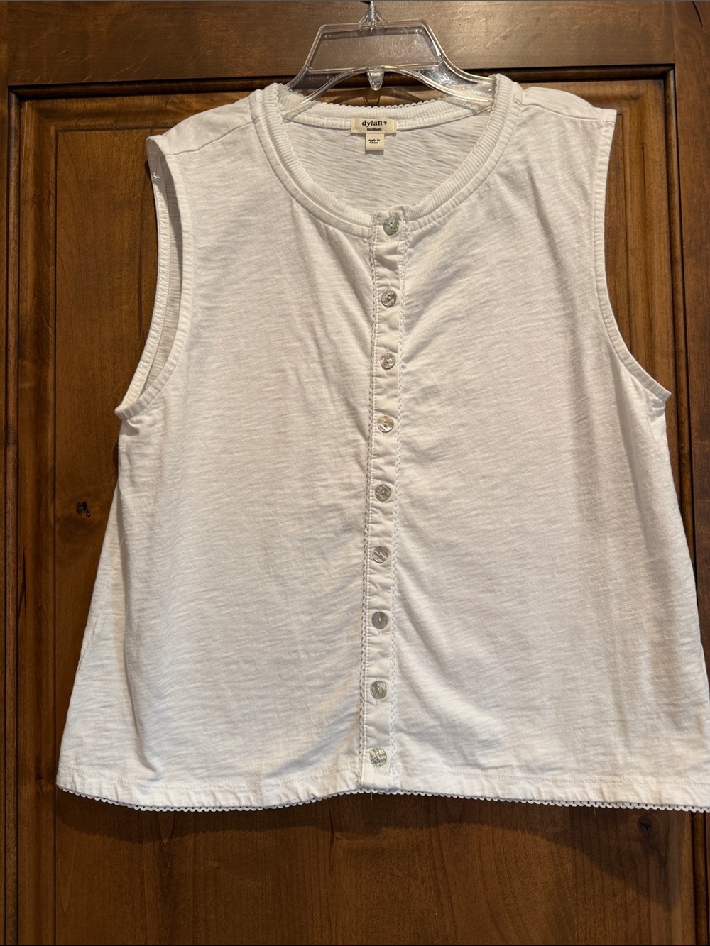 Dylan white button down sleeveless top